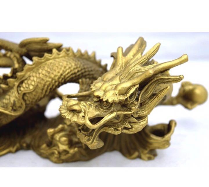 龍 銅製 置物 総合運 左向き 見返り 振り向き 中 置物