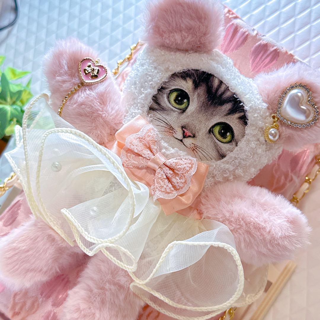 コヤンイサムチョン♡ドレスアップ！ピンクパンダ着ぐるみお洒落ニャンコのサコッシュ