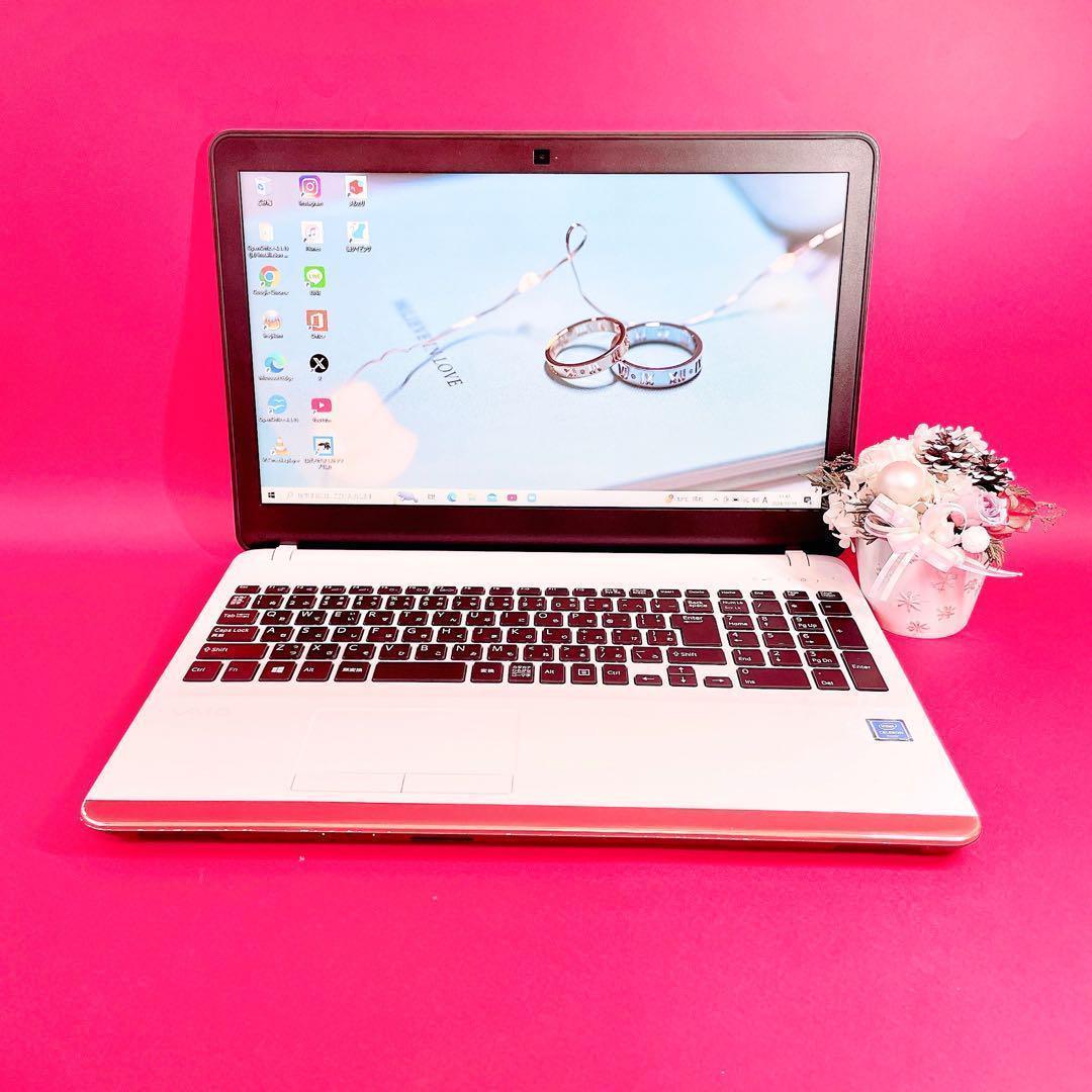 サクサク動く✨️薄型VAIOおしゃれゴールド×白ノートパソコン❣️カメラ付きSSD