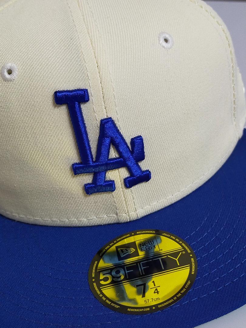 LAドジャース　59FIFTY　クロームホワイト＆40周年パッチ　57.7