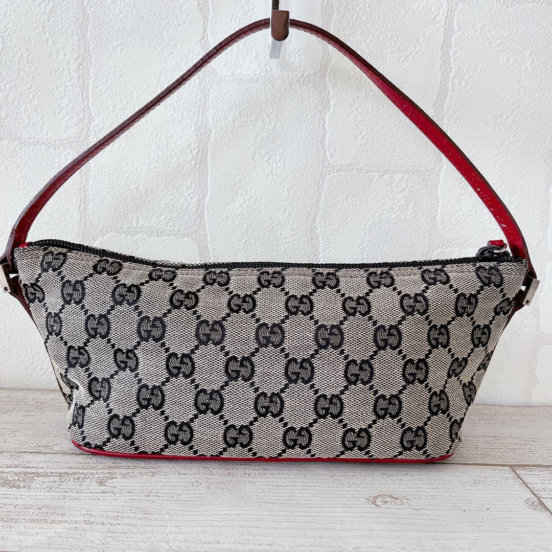 美品 】GUCCI グッチ アクセサリーポーチ キャンバス レザー GG柄 美品 】GUCCI グッチ アクセサリーポーチ キャンバス レザー GG柄