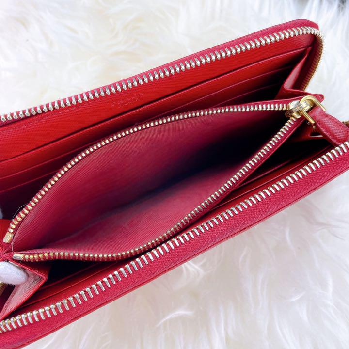 をさせてい ✨美品✨ ラウンドファスナー アイコン サフィアーノ 9kQLf-m13080943693 PRADA 長財布 レッド すので