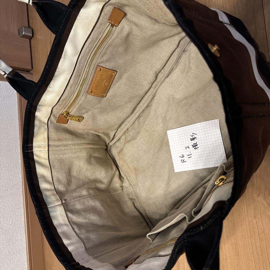 PRADA カナパ　ボーダーキャンバス　トートバッグ　ハンドバッグ