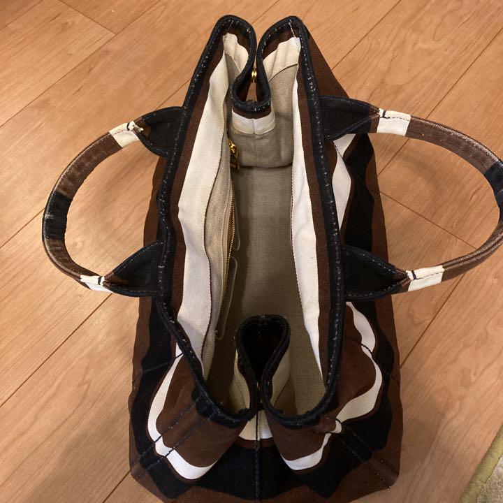 PRADA カナパ　ボーダーキャンバス　トートバッグ　ハンドバッグ