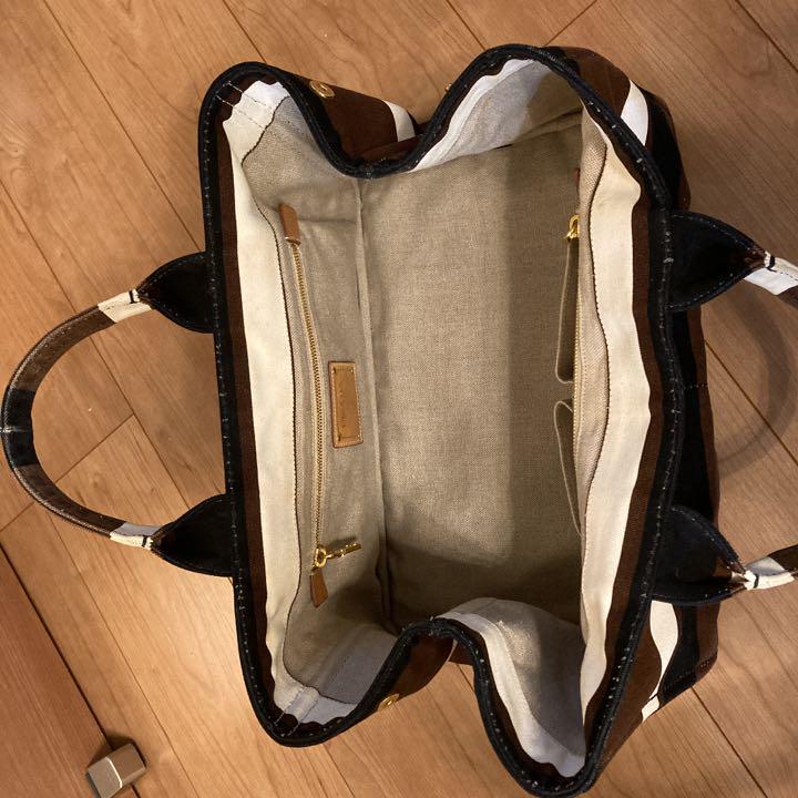 PRADA カナパ　ボーダーキャンバス　トートバッグ　ハンドバッグ