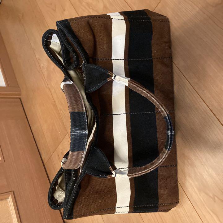 PRADA カナパ　ボーダーキャンバス　トートバッグ　ハンドバッグ