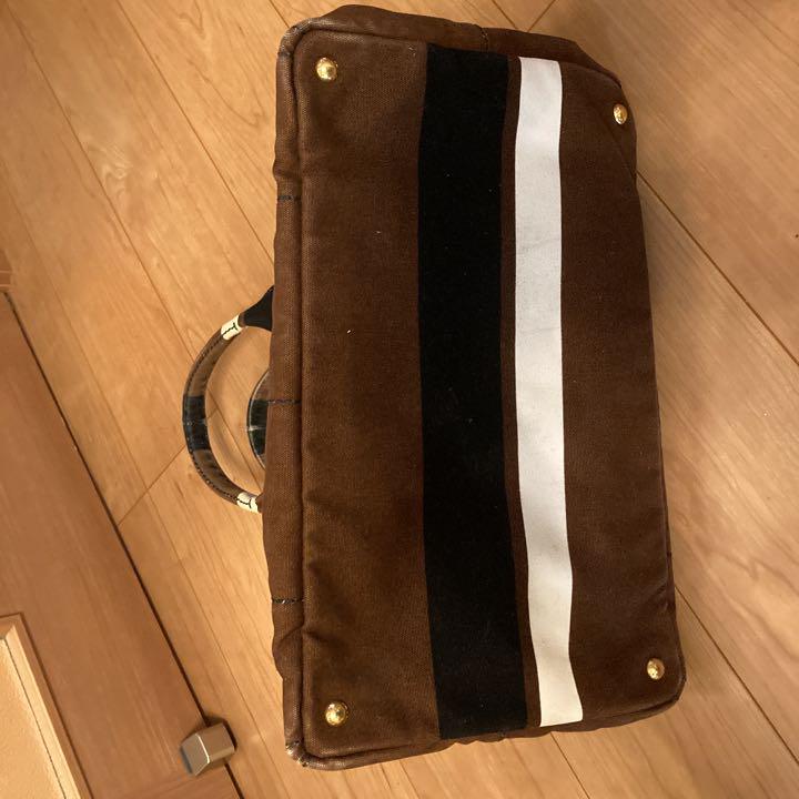 PRADA カナパ　ボーダーキャンバス　トートバッグ　ハンドバッグ