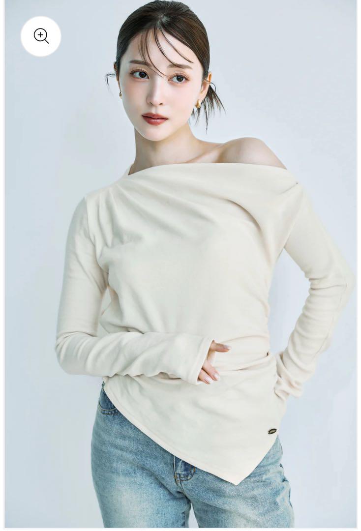 polaura アシンメトリードレープロングスリーブトップス