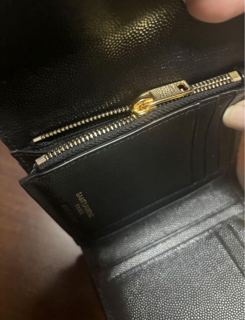 YSL 三つ折り財布 黒 レザー 小物