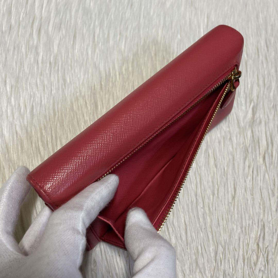 本日特別価格美品　PRADA プラダ　長財布　リボン　ロング　パスケース　ピンク