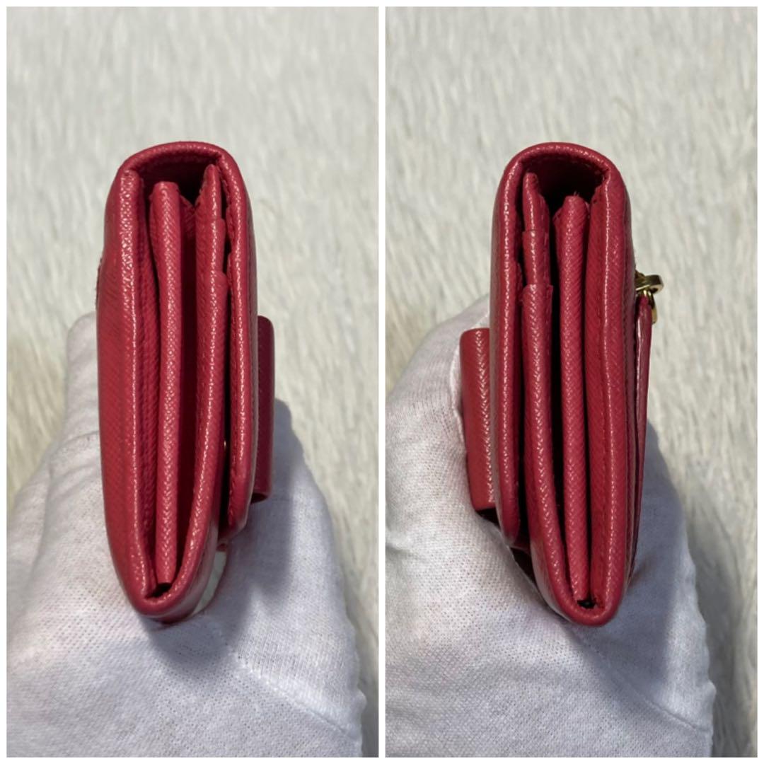 本日特別価格美品　PRADA プラダ　長財布　リボン　ロング　パスケース　ピンク