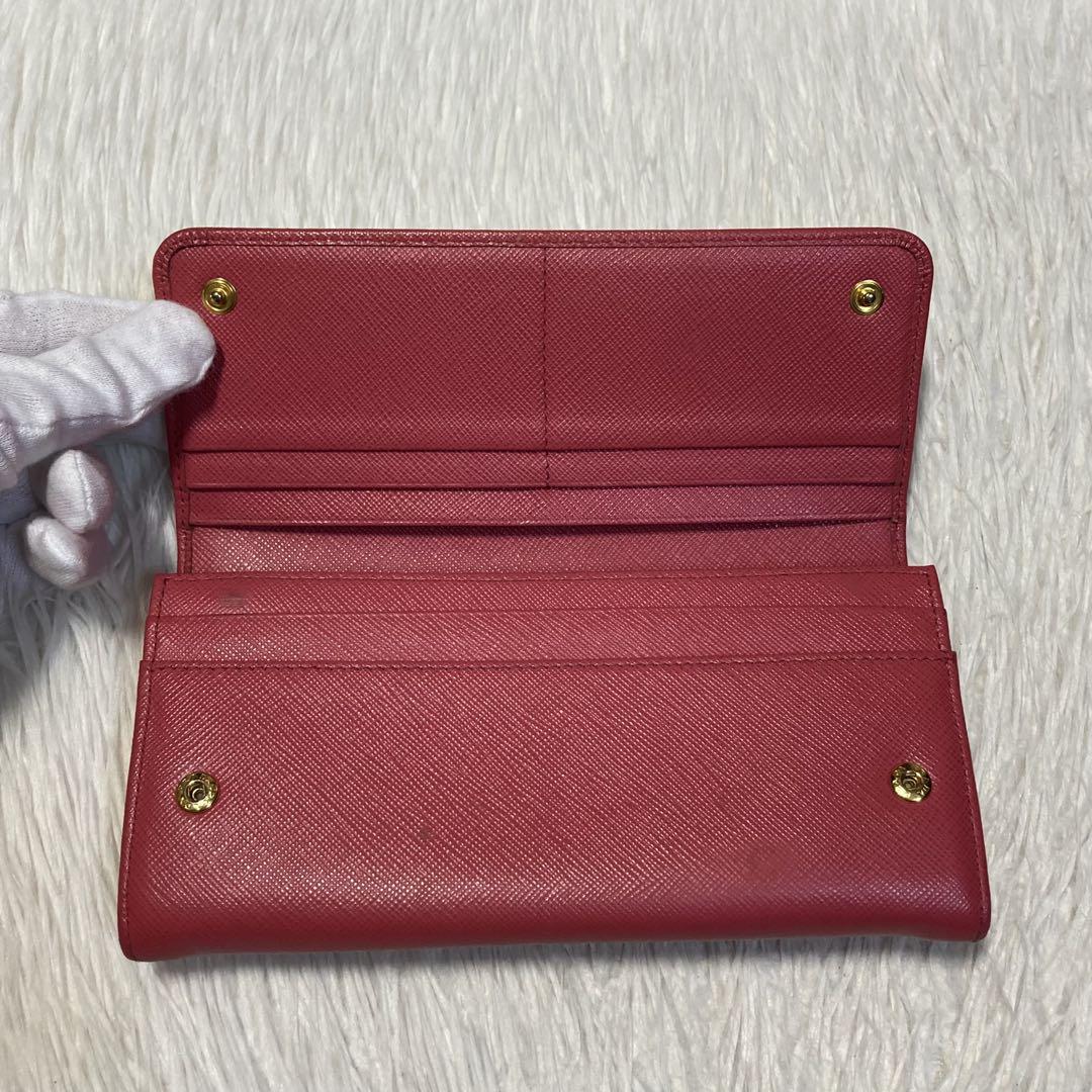 本日特別価格美品　PRADA プラダ　長財布　リボン　ロング　パスケース　ピンク