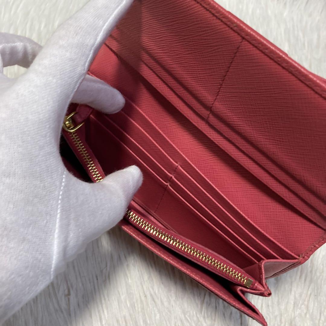 本日特別価格美品　PRADA プラダ　長財布　リボン　ロング　パスケース　ピンク