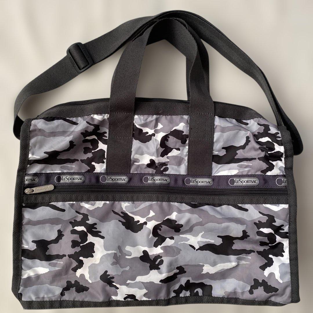 LeSportsac 迷彩柄 ボストン　カモフラ　モノトーン　グレー　黒　レア