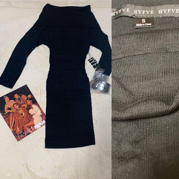 新作入荷得価 FASHION NOVA オフショルダー ドルマン ニットワンピースSブラック yPr52-m13112042386 人気定番限定SALE