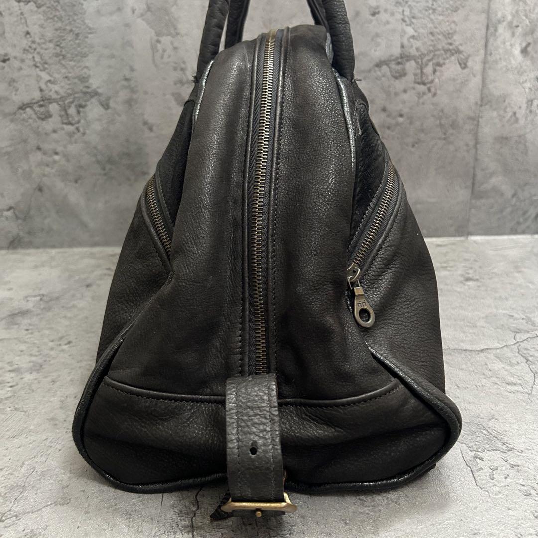 美品 jas M.B. ririジップ ヴィンテージ ボストンバッグ 黒 本革