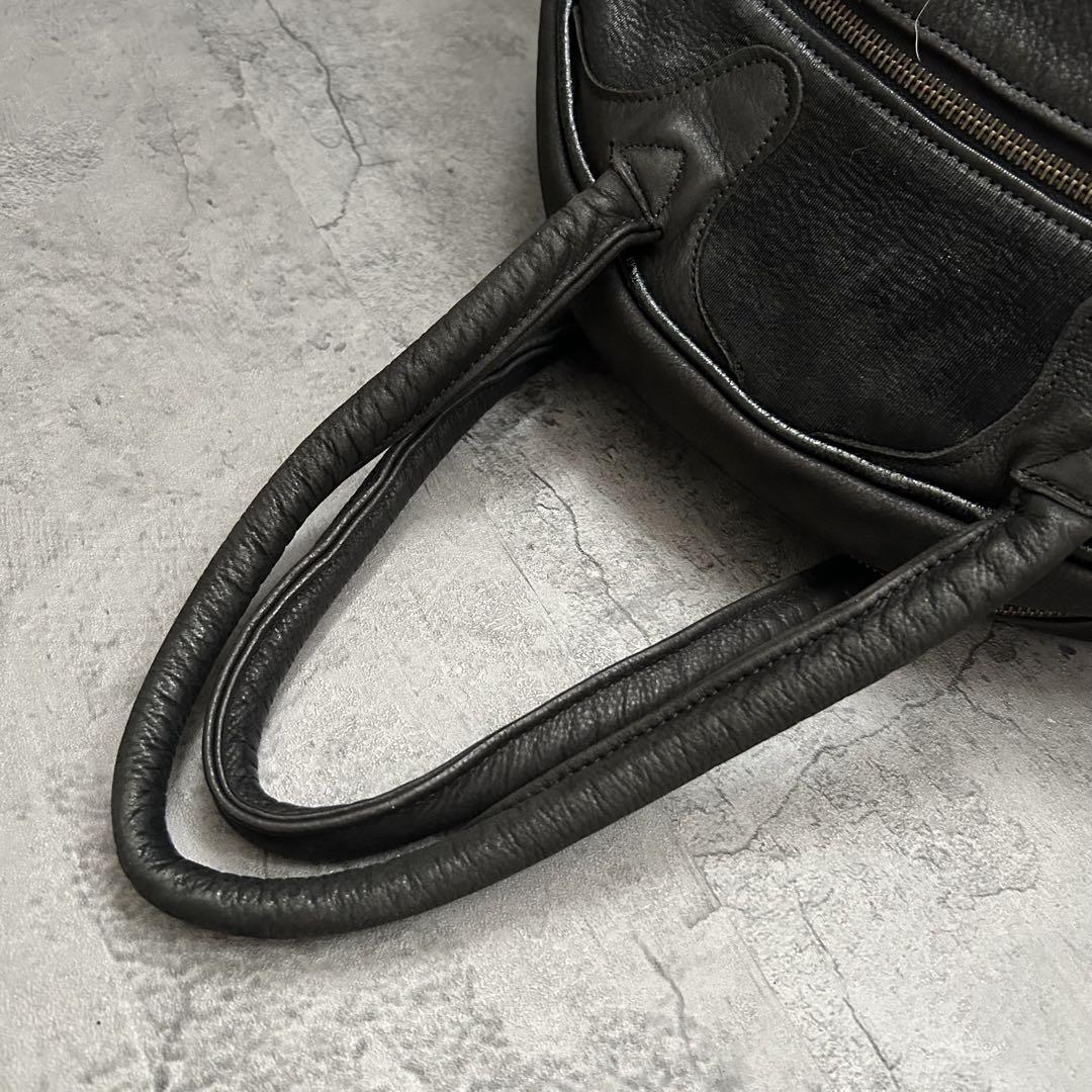 美品 jas M.B. ririジップ ヴィンテージ ボストンバッグ 黒 本革 美品 jas M.B. ririジップ ヴィンテージ ボストンバッグ 黒 本革