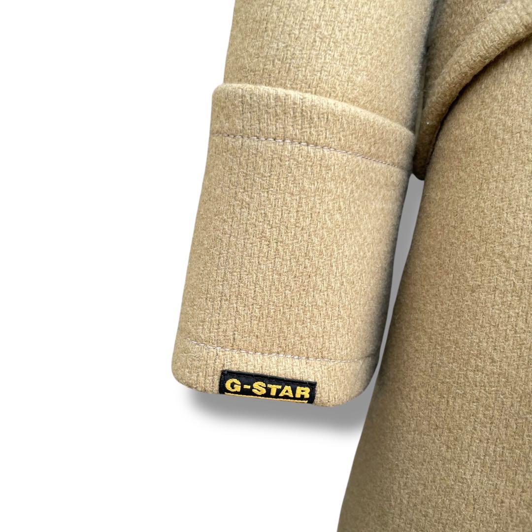 ジースターロウ キャメル 厚手 ウール混 デザイン ピーコート size M ジースターロウ キャメル 厚手 ウール混 デザイン ピーコート size M