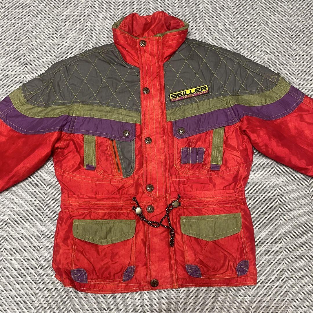 【年代物・レア】SEILLER スキースノボウェア セットアップ　レッド　L