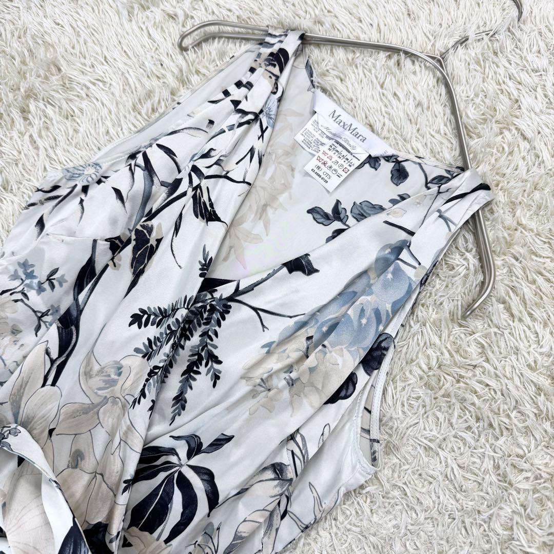 極美品✨白タグ マックスマーラ　シルク100%カシュクールワンピース　花柄 極美品✨マックスマーラ 最高級 白タグ シルク100% ワンピース