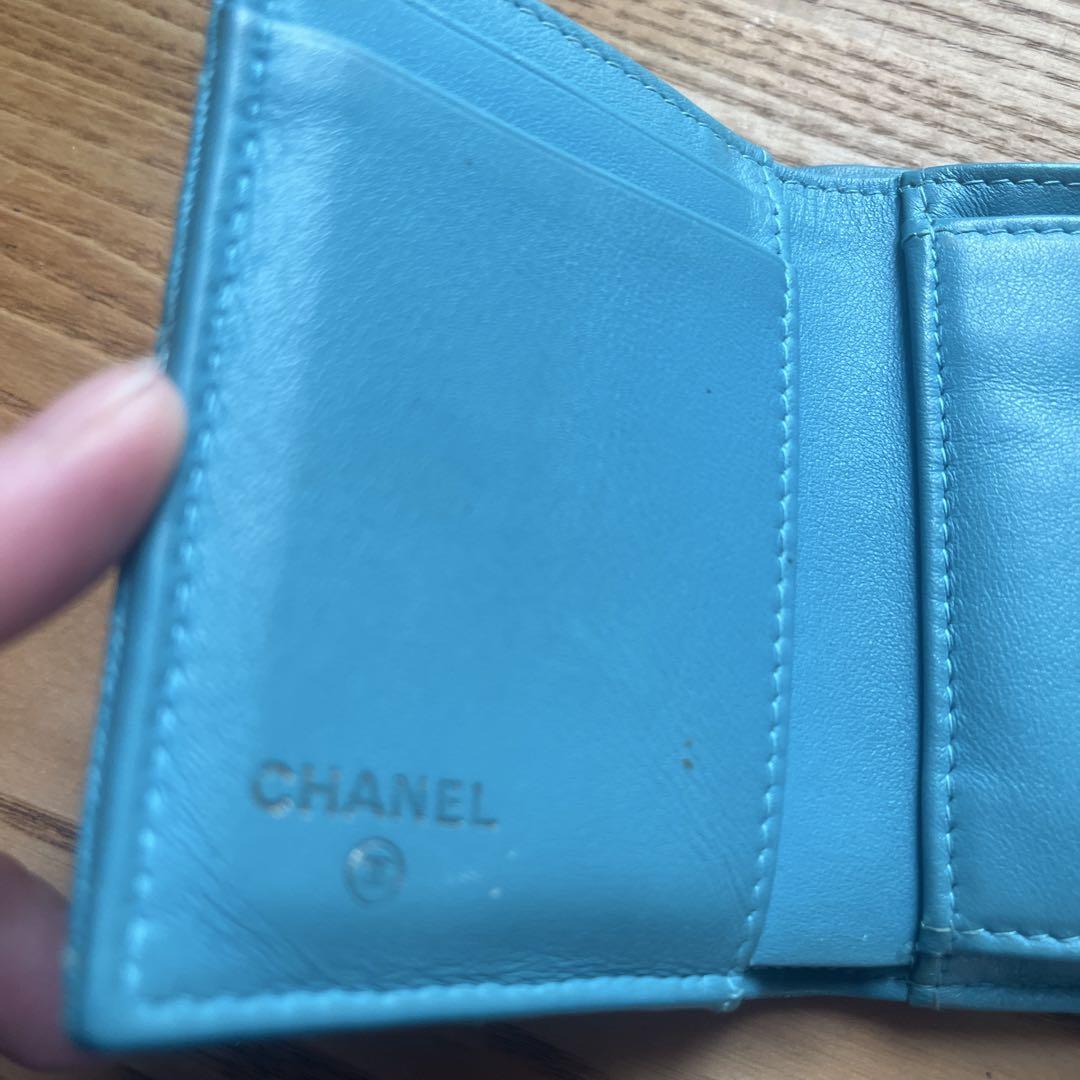 CHANEL ターコイズ 三つ折り財布　27番代