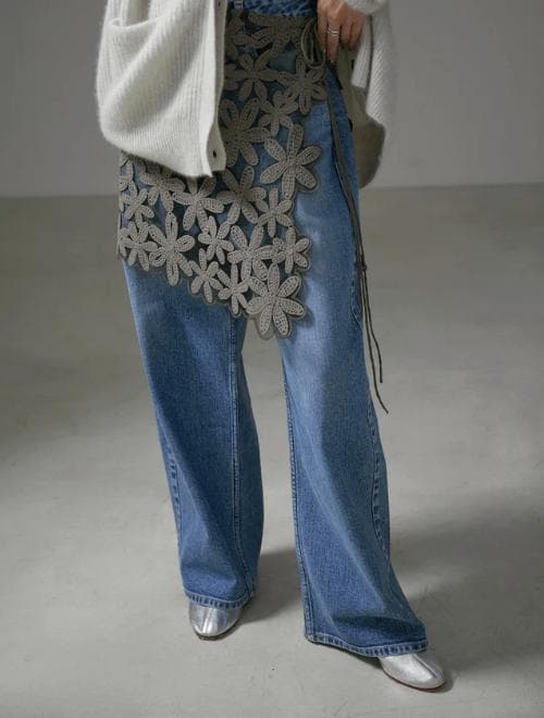 【タグ付き】フラワーモールエンブロイダリーラップスカート サロンアダムエロぺ