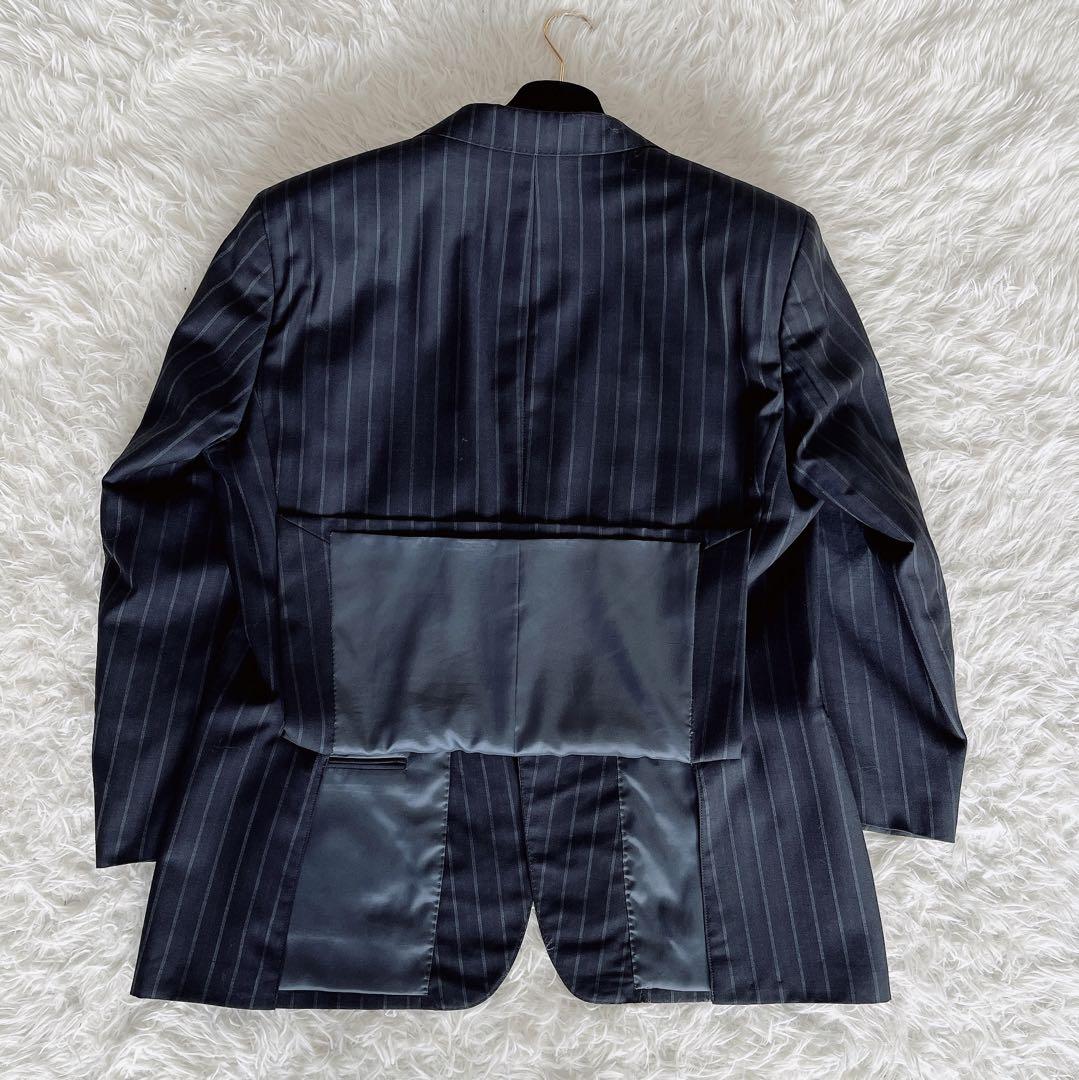 【HUGO BOSS】ゼニア生地 スーツ ネイビー ストライプ 52サイズ