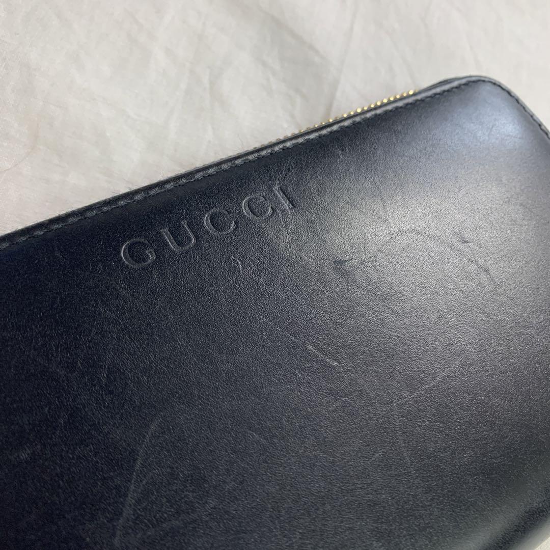 M)正規品 GUCCI グッチ L字財布 財布 長財布 紺色 ネイビー