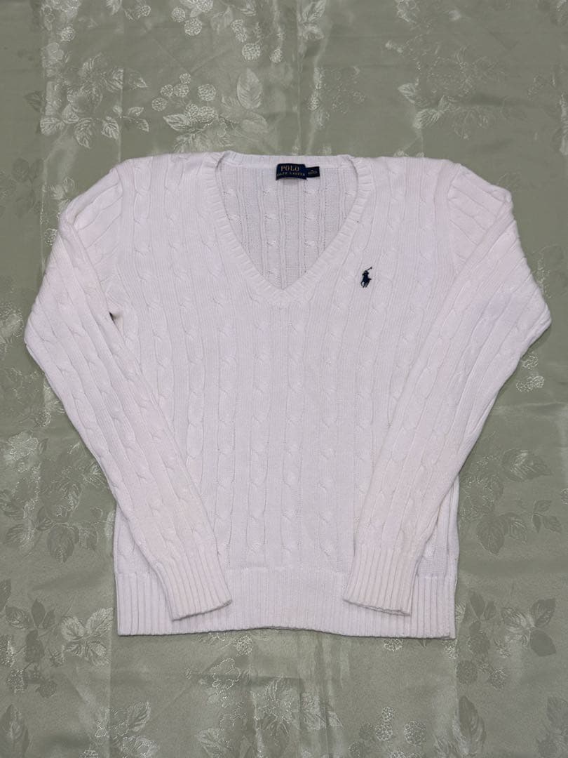 ポロラルフローレン ケーブルニット ホワイト　M