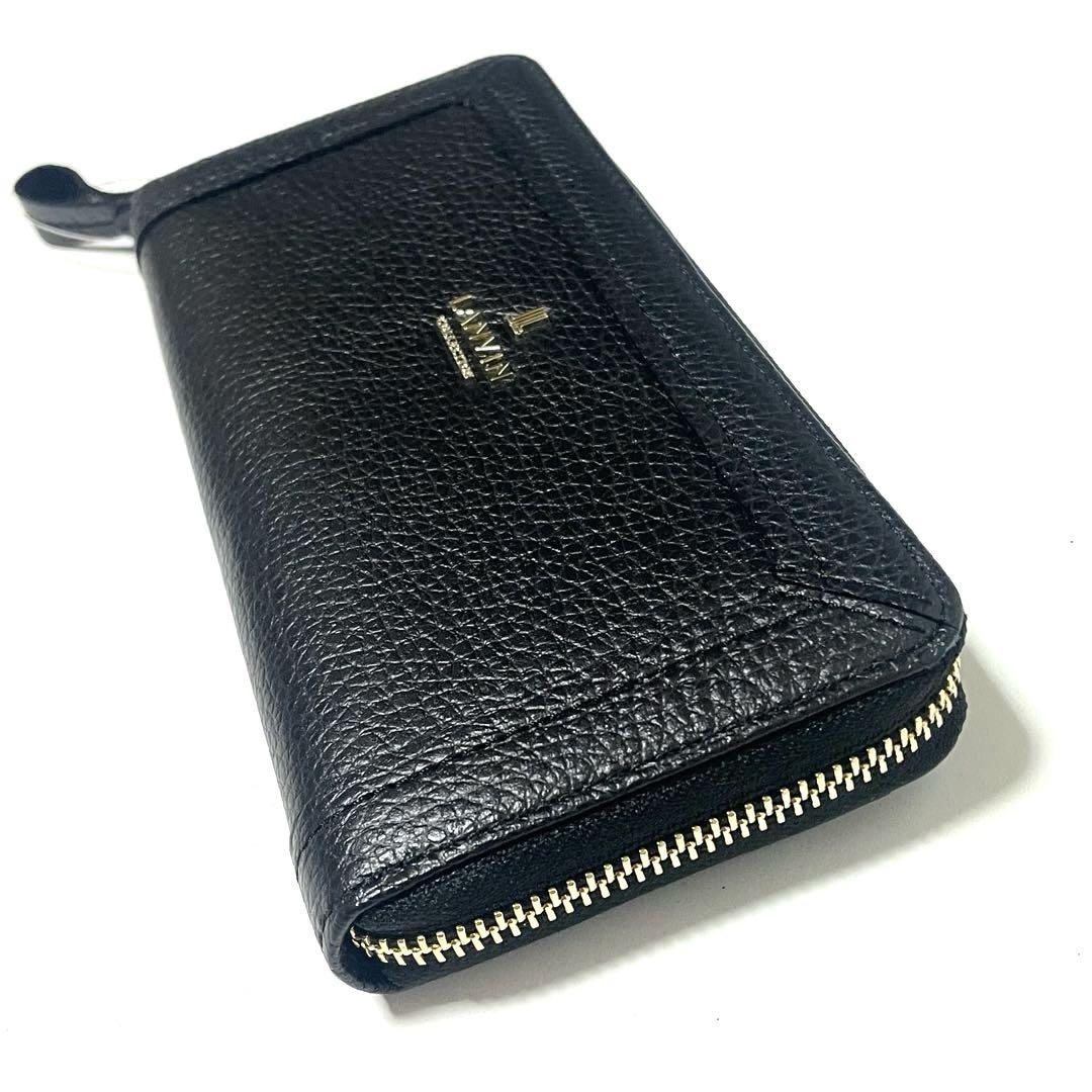 LANVIN ランバン 財布 長財布 かぶせ長財布 メンズ 革 黒 レザー
