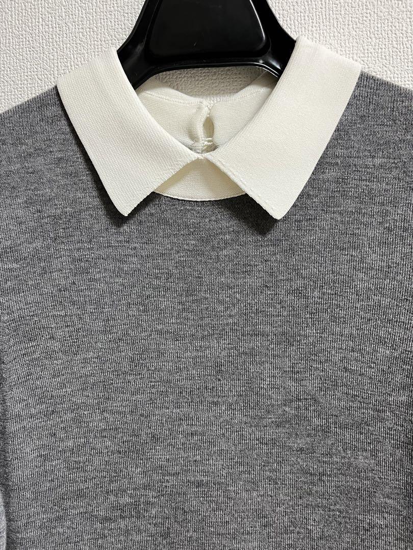美品】PAULE KA ニットワンピース グレー Sサイズ