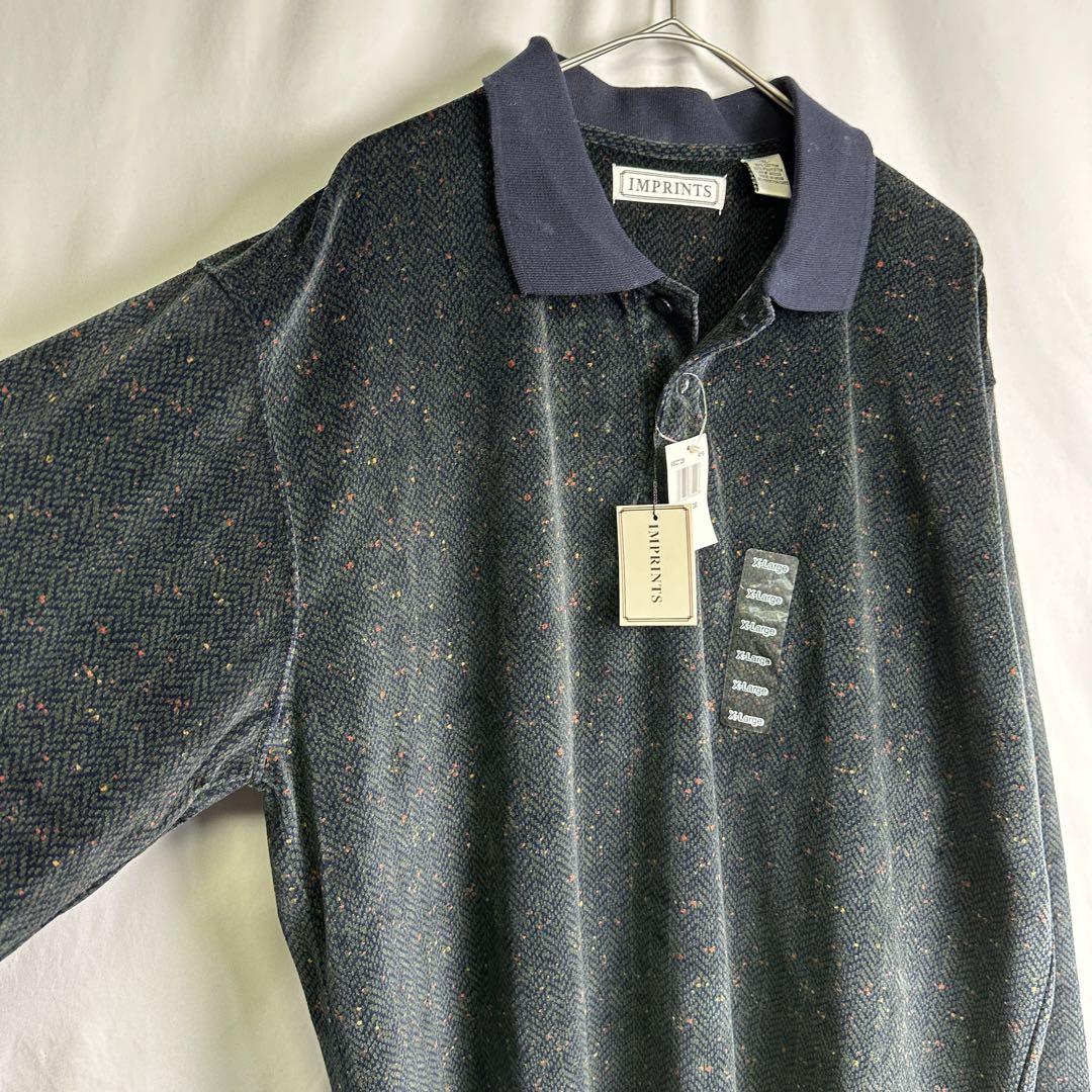 デッドストック 90s IMPRINTS ベロア ポロ シャツ XL