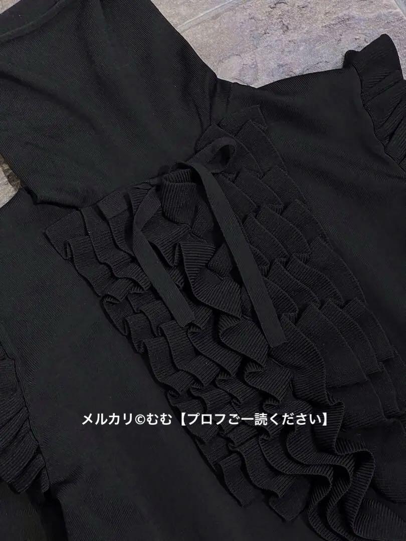 ☆新品同様】sov.フリルボウタイタートルネックニット黒36