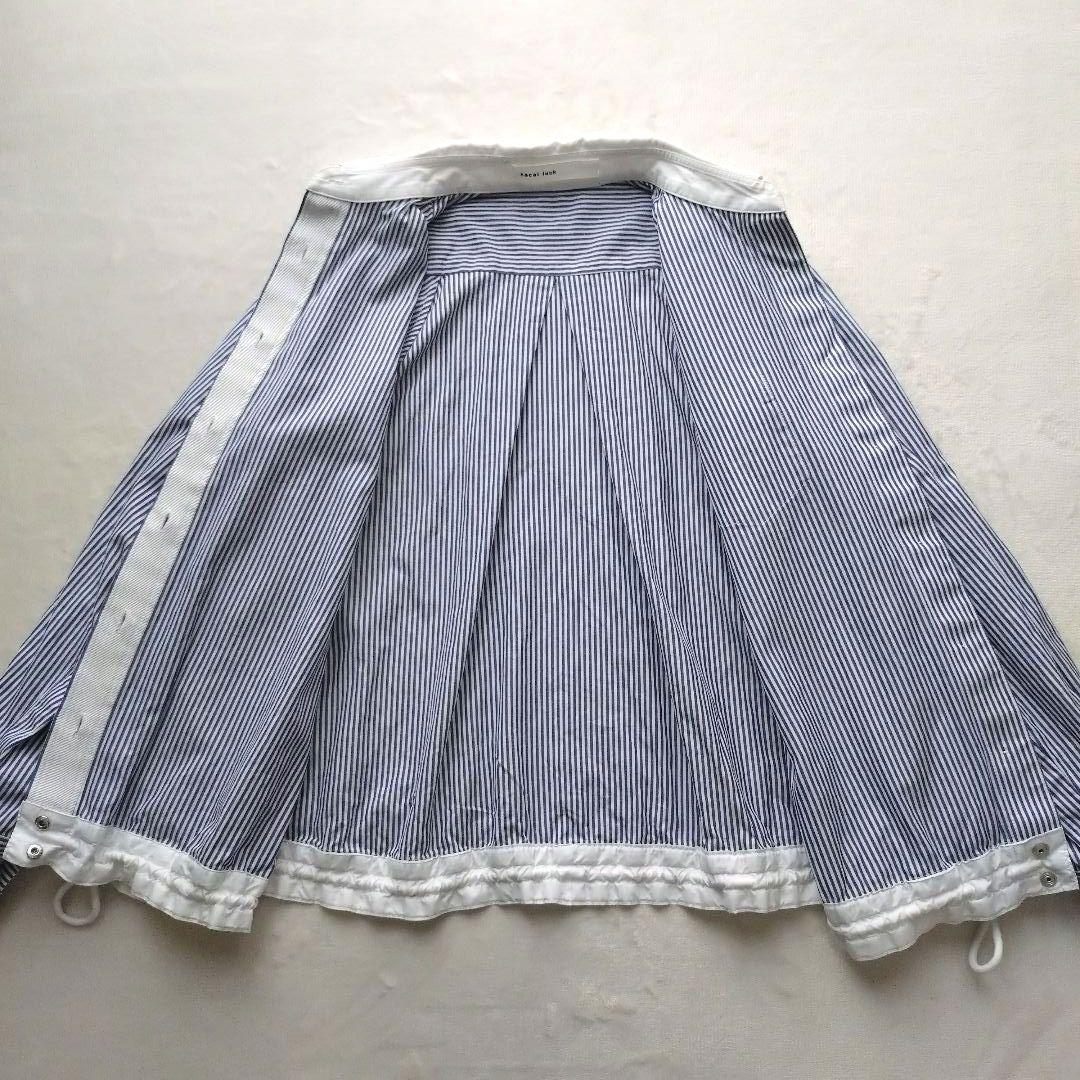 美品 sacai luck 長袖シャツ Aライン ストライプ ドローコード