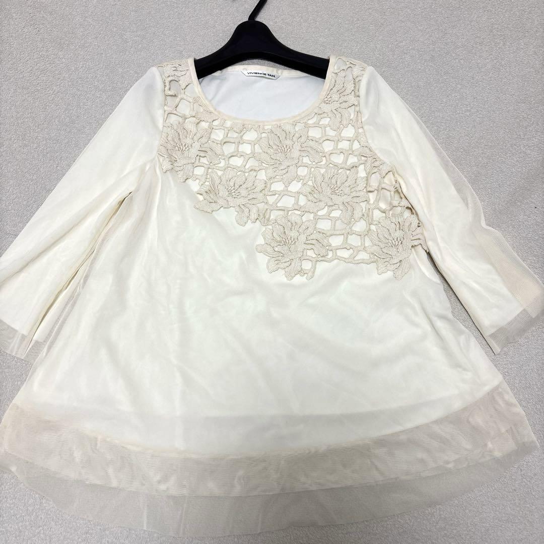 通販 VIVIENNE TAM 花柄刺繍レースアイボリー七 チュニック トップス トップス