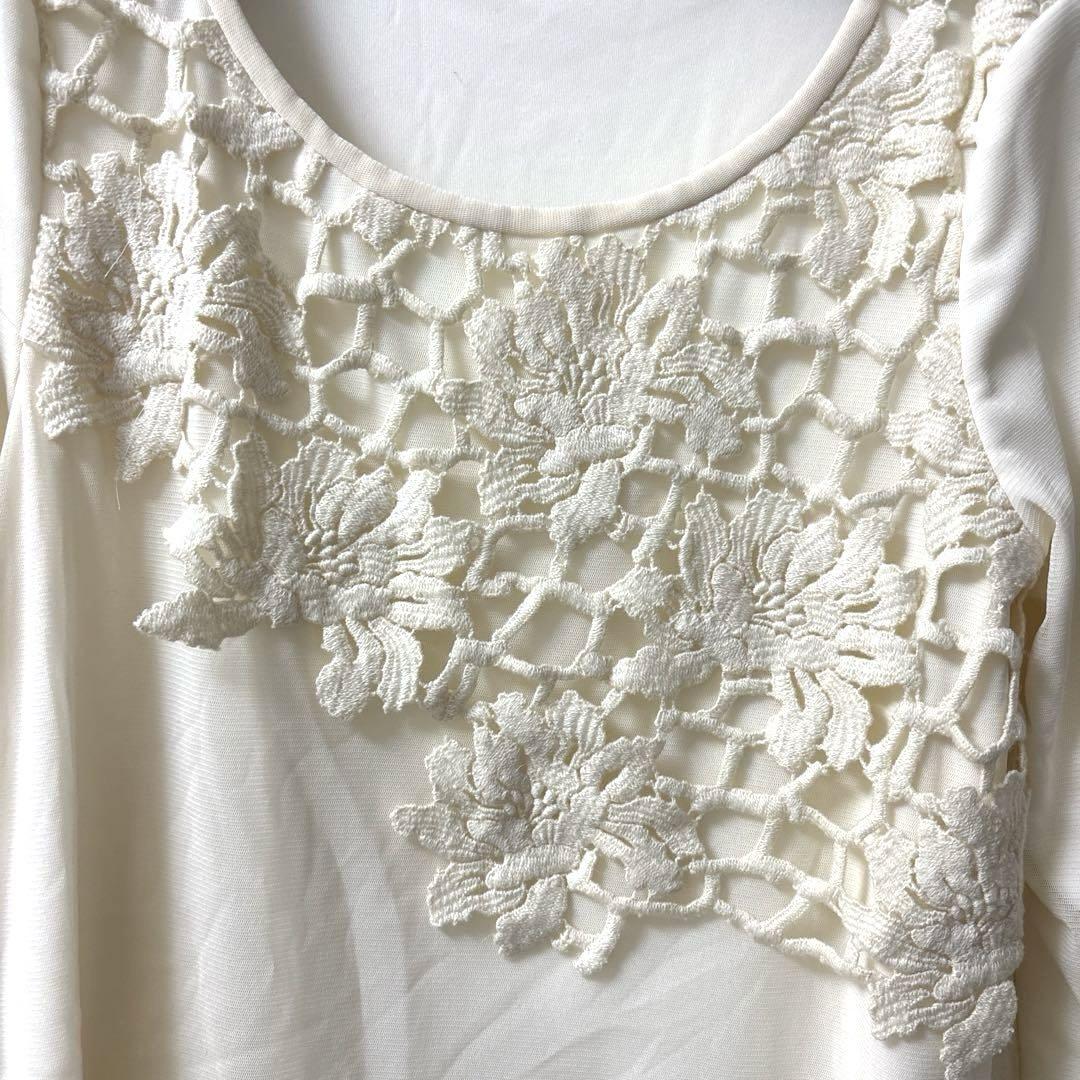 人気商品ランキング TAM VIVIENNE トップス 花柄刺繍レースアイボリー七 チュニック トップス