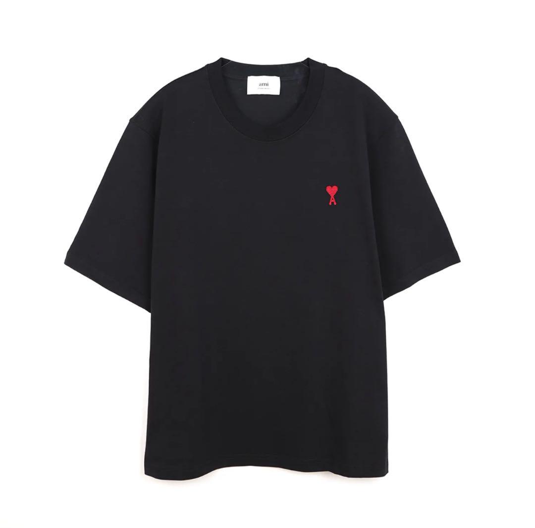 AMI PARIS アミパリス コットン ハートロゴ刺繍 Tシャツ男女共用