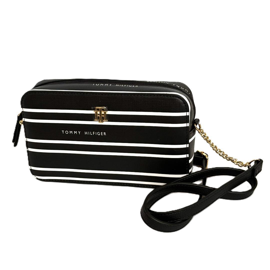 Tommy Hilfiger ショルダーバッグ ブラック ストライプ デザイン