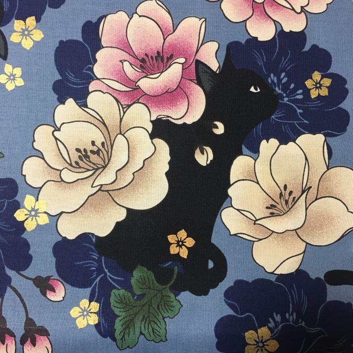 キルトゲイト 百花繚乱 黒ネコと牡丹 6色セット 1枚約100×