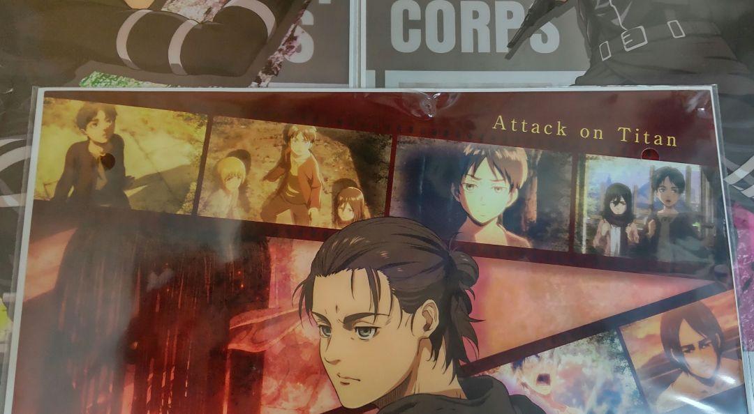 進撃の巨人一番くじ G賞クリアポスター エレン&リヴァイ&ハンジ
