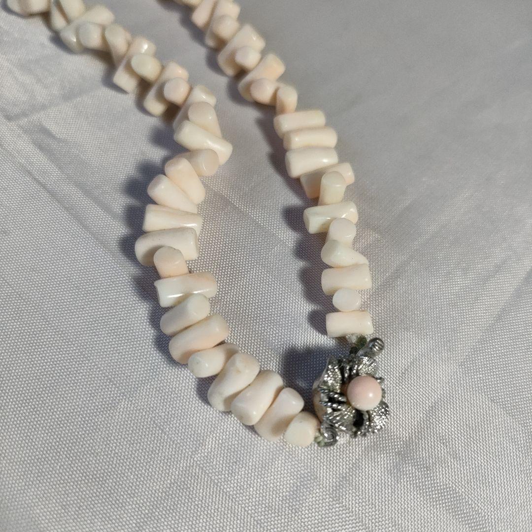 ひ569 超美品 本珊瑚 白サンゴ SILVER ネックレス アクセサリー
