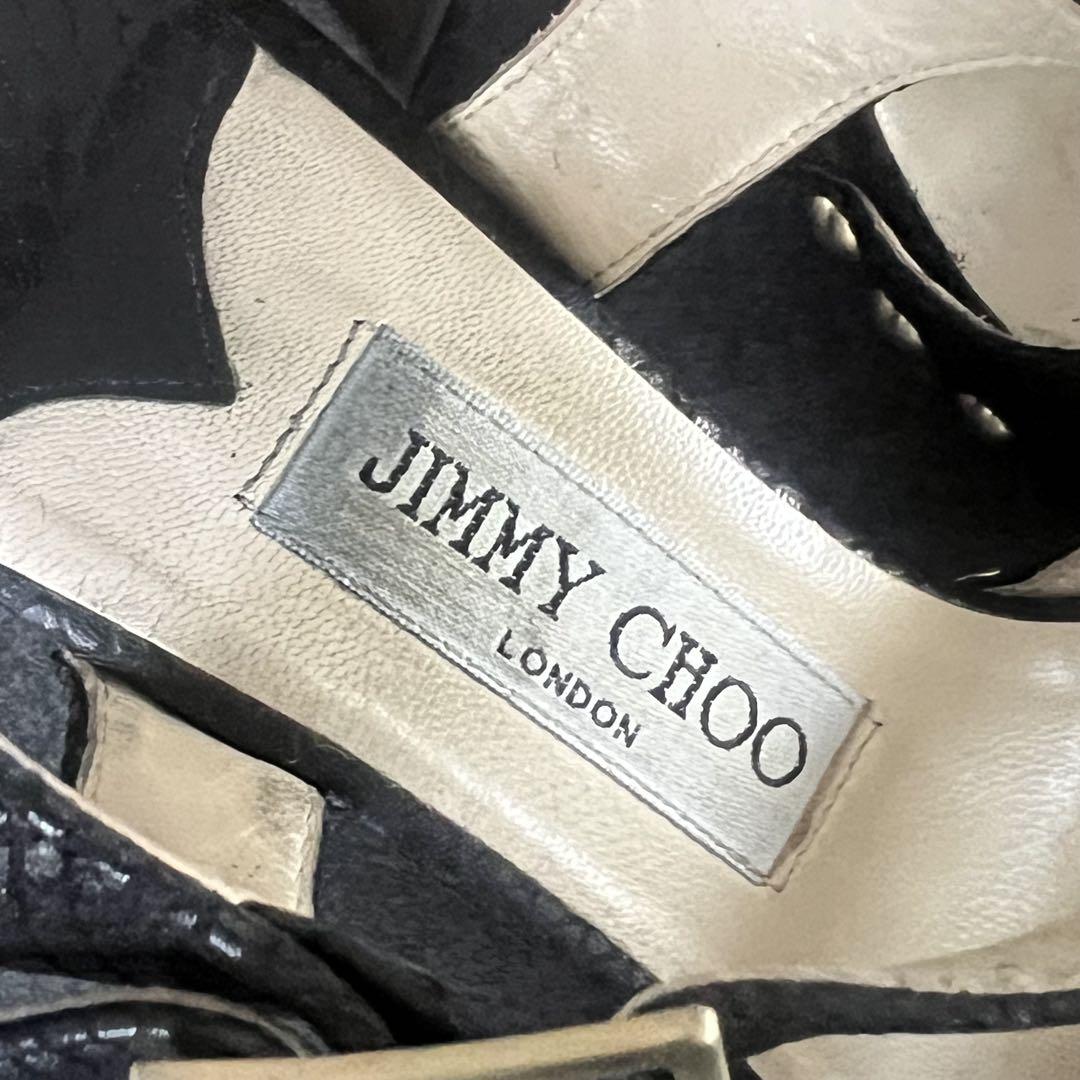 JIMMY CHOO ジミーチュウ パイソンレザーサンダル 黒 36 - メルカリ