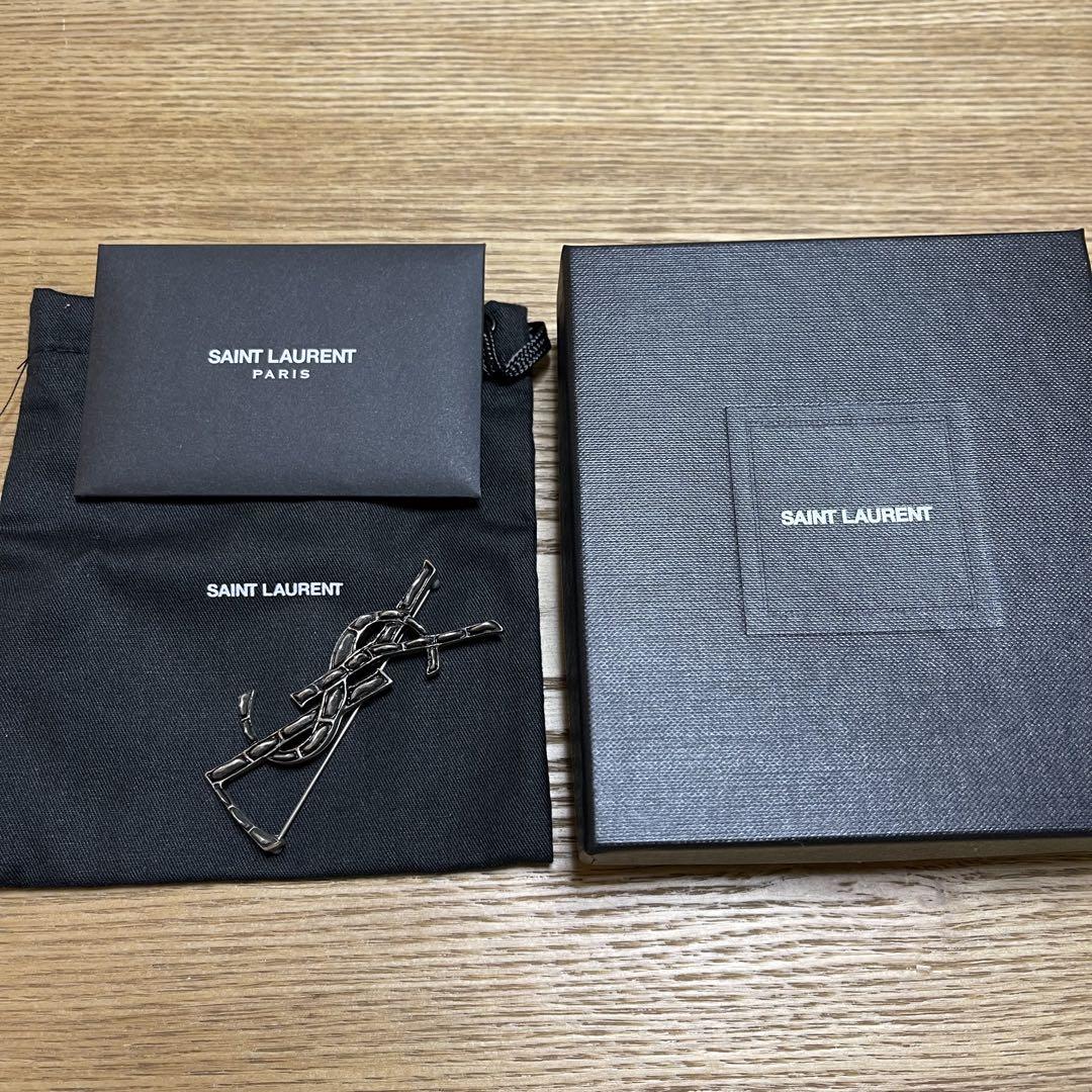【美品】SAINT LAURENT オビウム　クロコダイル　ブローチ
