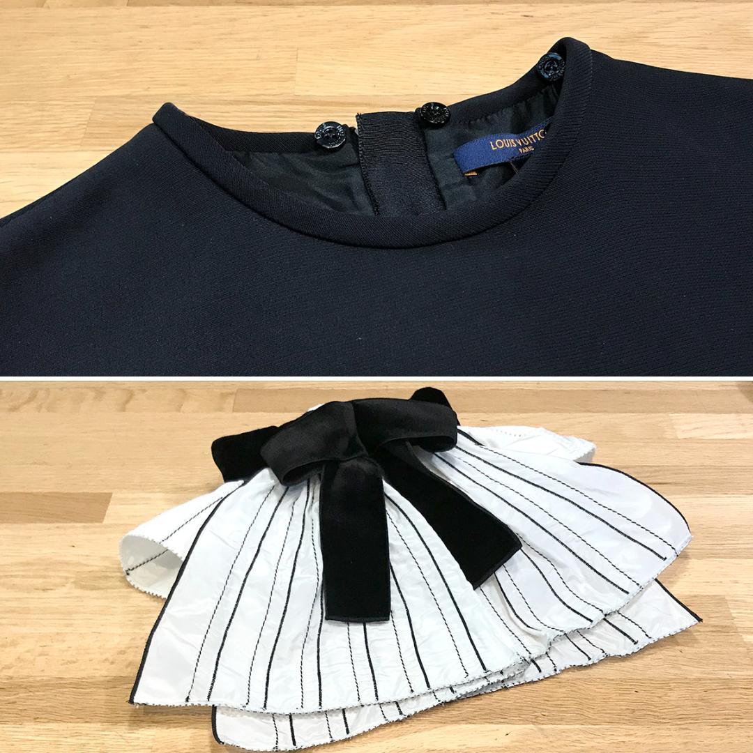 新品同様 ルイヴィトン 襟付き ノースリーブ ワンピース ブラック 34 XS