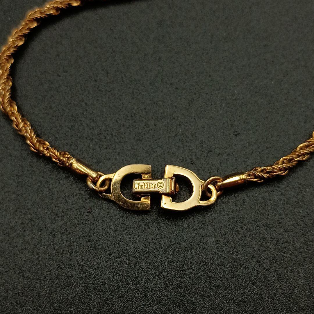 【美品】Christian Dior CDロゴブレスレット ゴールドB01