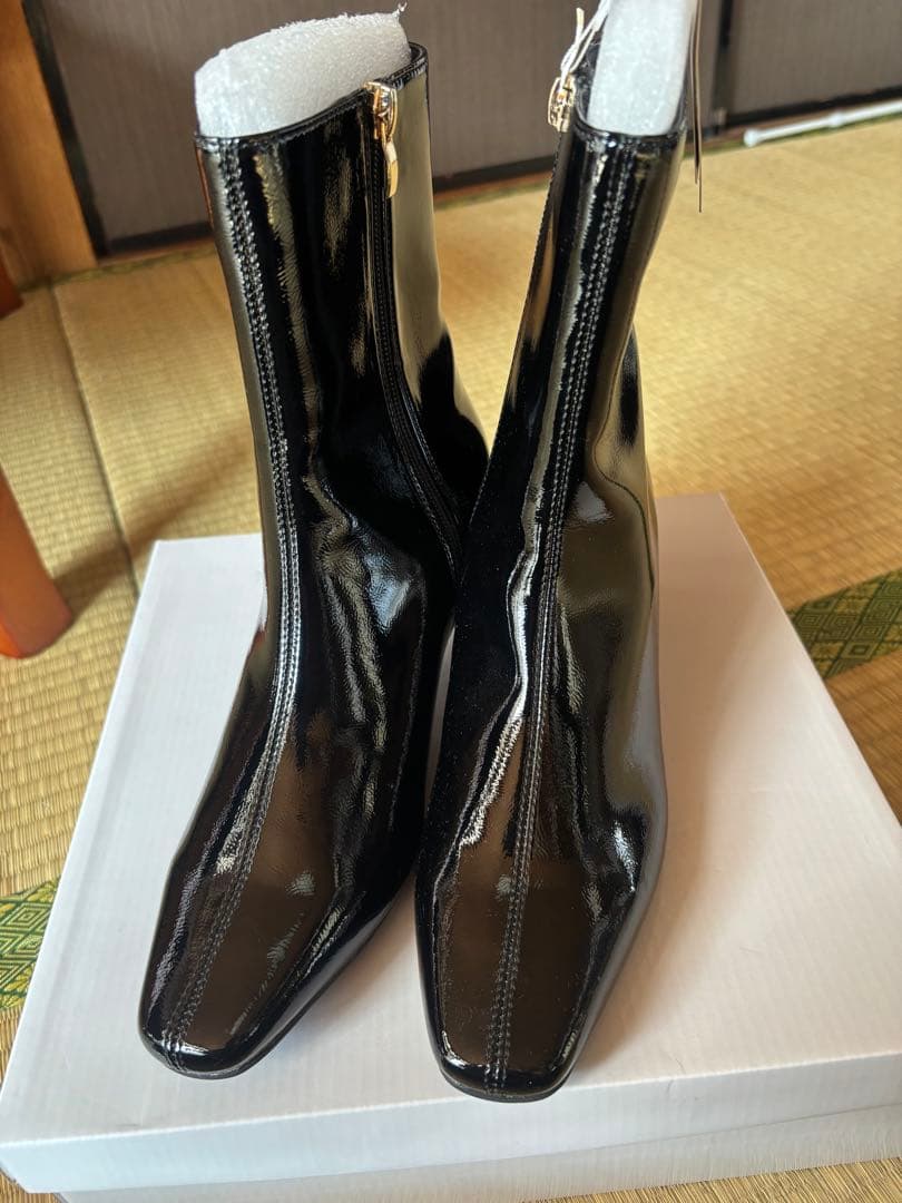 ブラック ショートブーツ ジッパー付き24cm PROPORTION