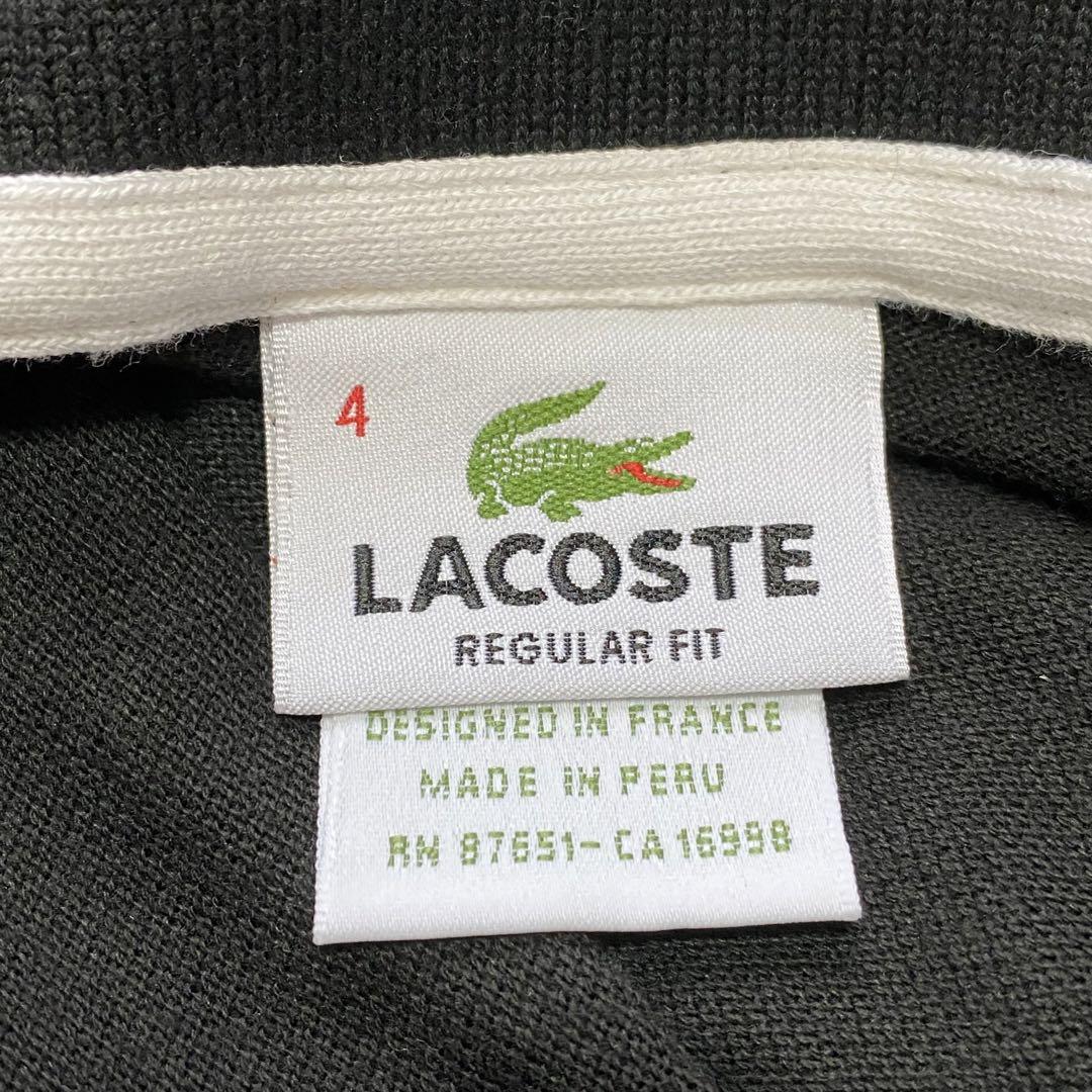 美品 LACOSTE ラコステ 半袖ポロシャツ ブラック ラバーロゴ 黒