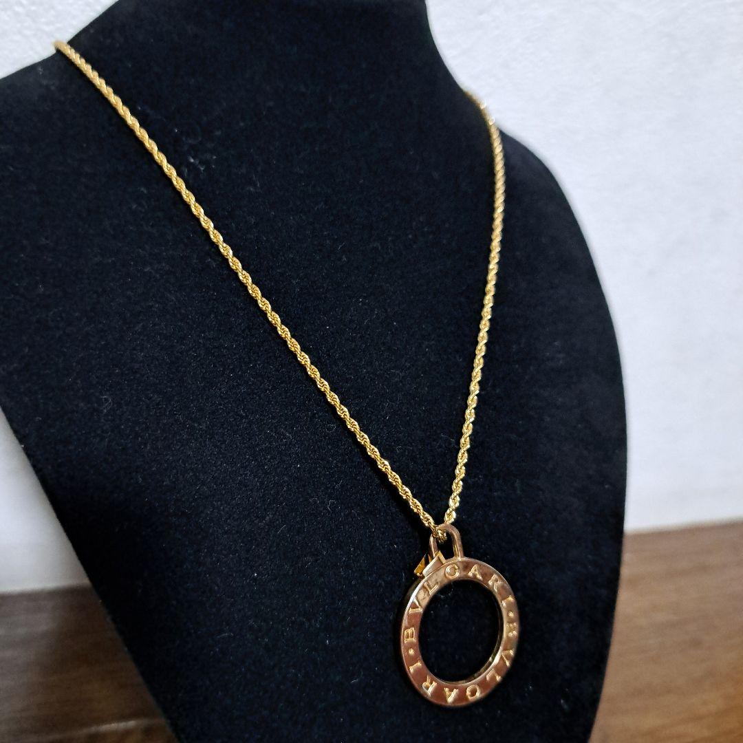 正規　BVLGARI　フルロゴチャーム&ゴールドロープチェーン　水牛革　箱付き