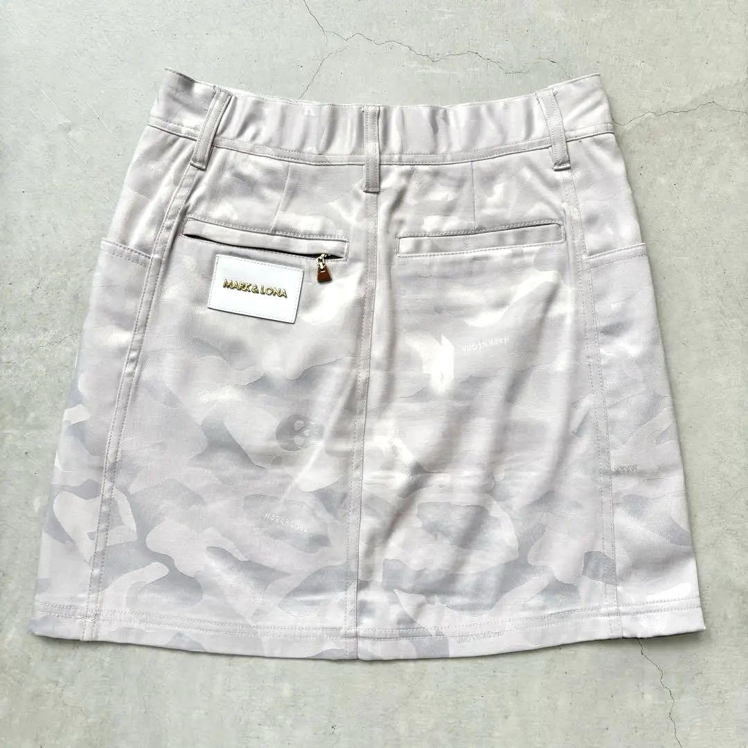 【美品】MARK&LONA 迷彩 カモフラ スカル インナー付き スカート 38