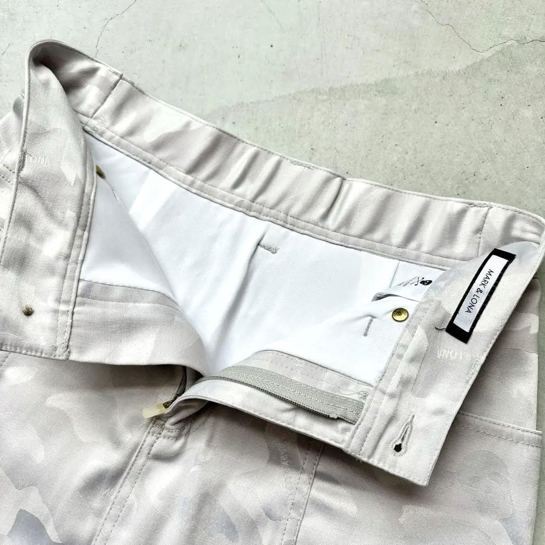 【美品】MARK&LONA 迷彩 カモフラ スカル インナー付き スカート 38